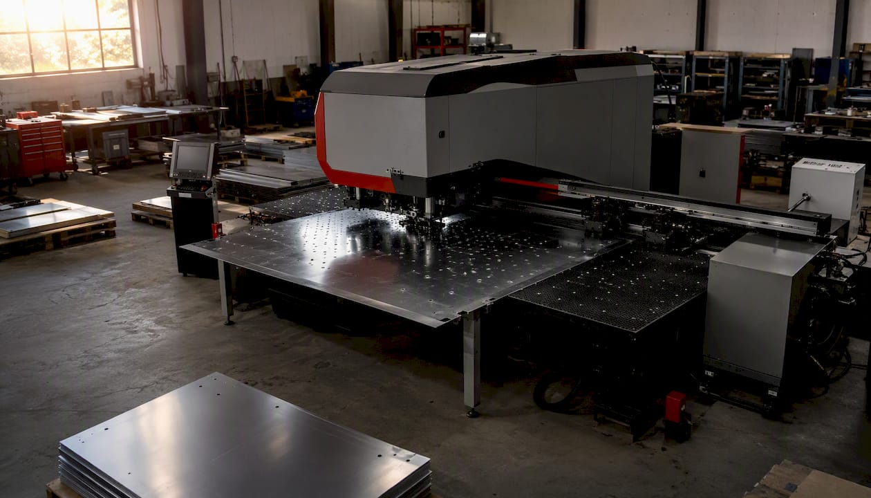 CNC punch press stamping countersinks in sheet metal
