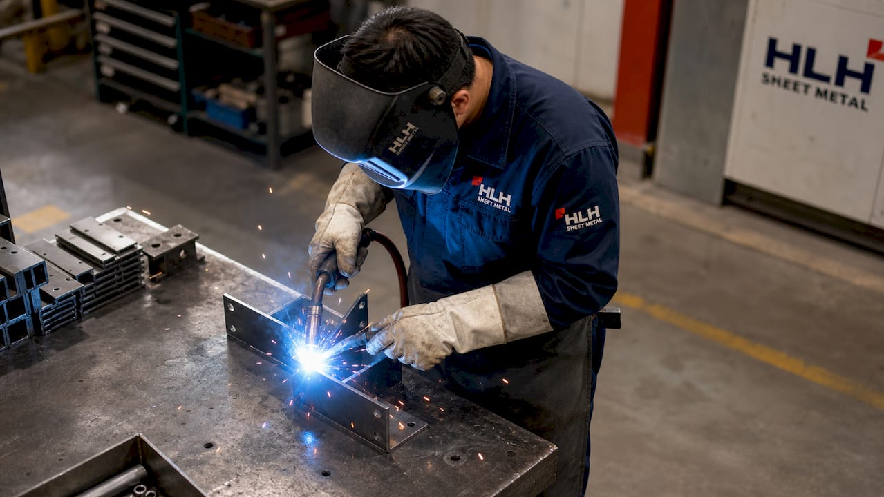 Welding automotive sheet metal bracket