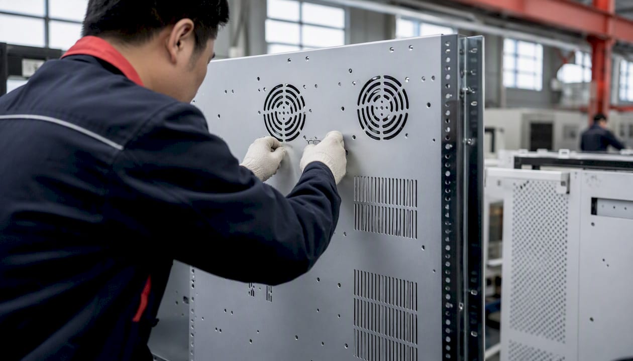 Metal rack ventilation and cooling detail