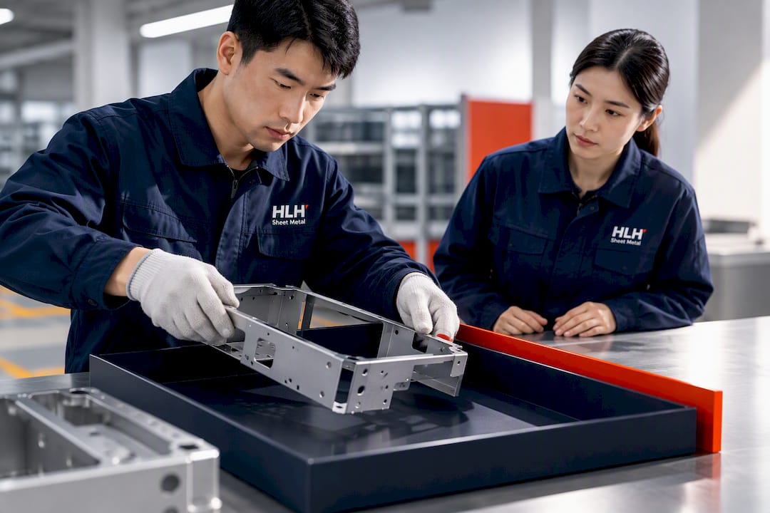 Worker placing metal sample in quarantine tray