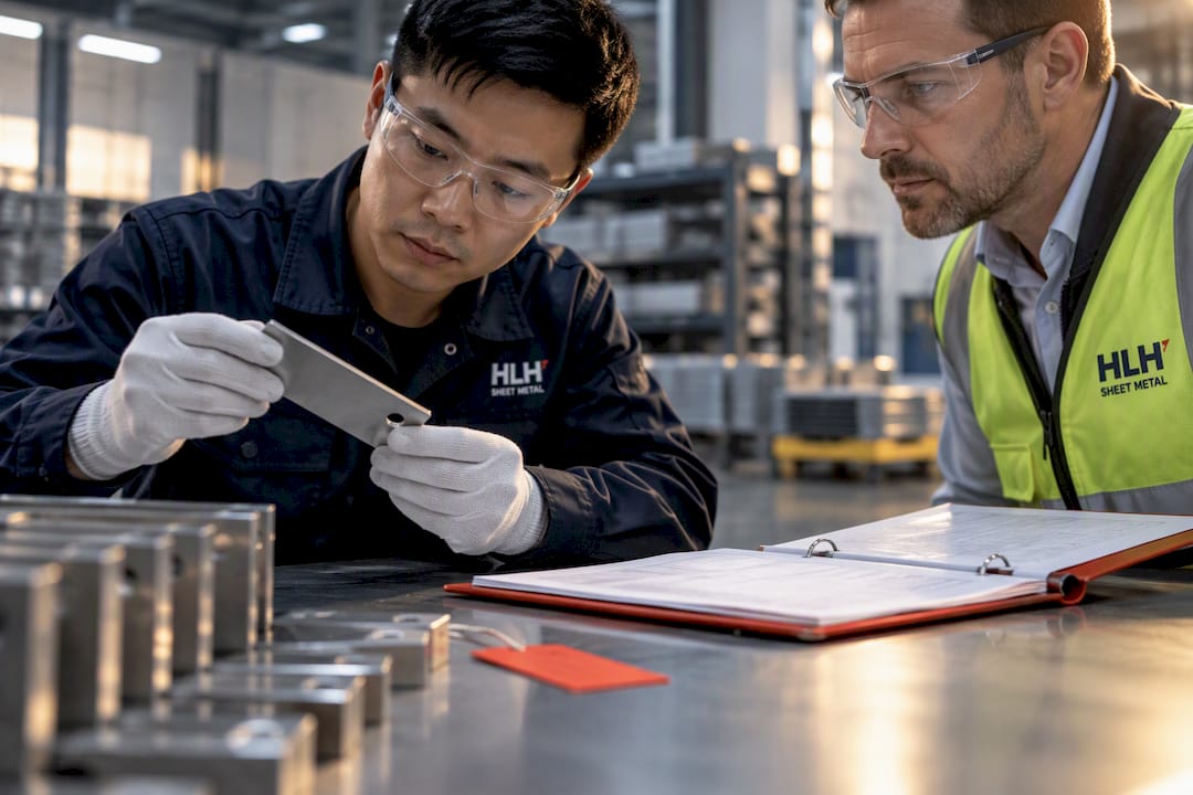 QA engineer reviewing metal material test reports at receiving