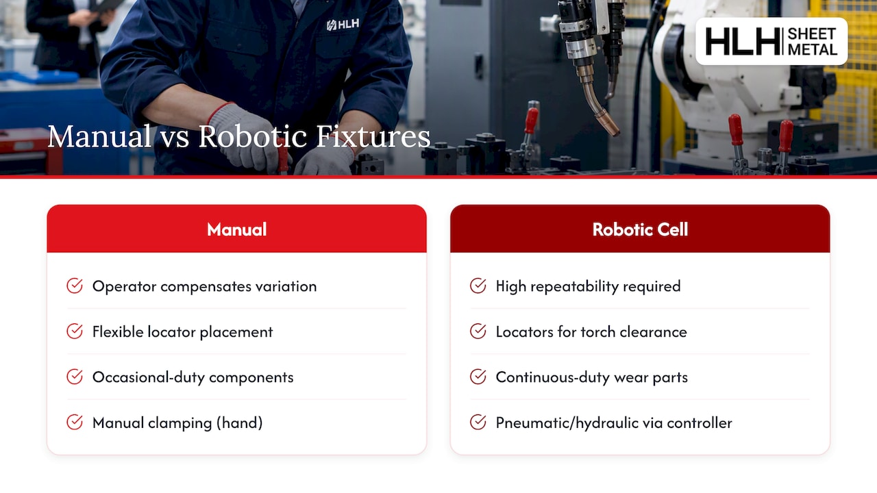 Manual and robotic weld fixture design comparison