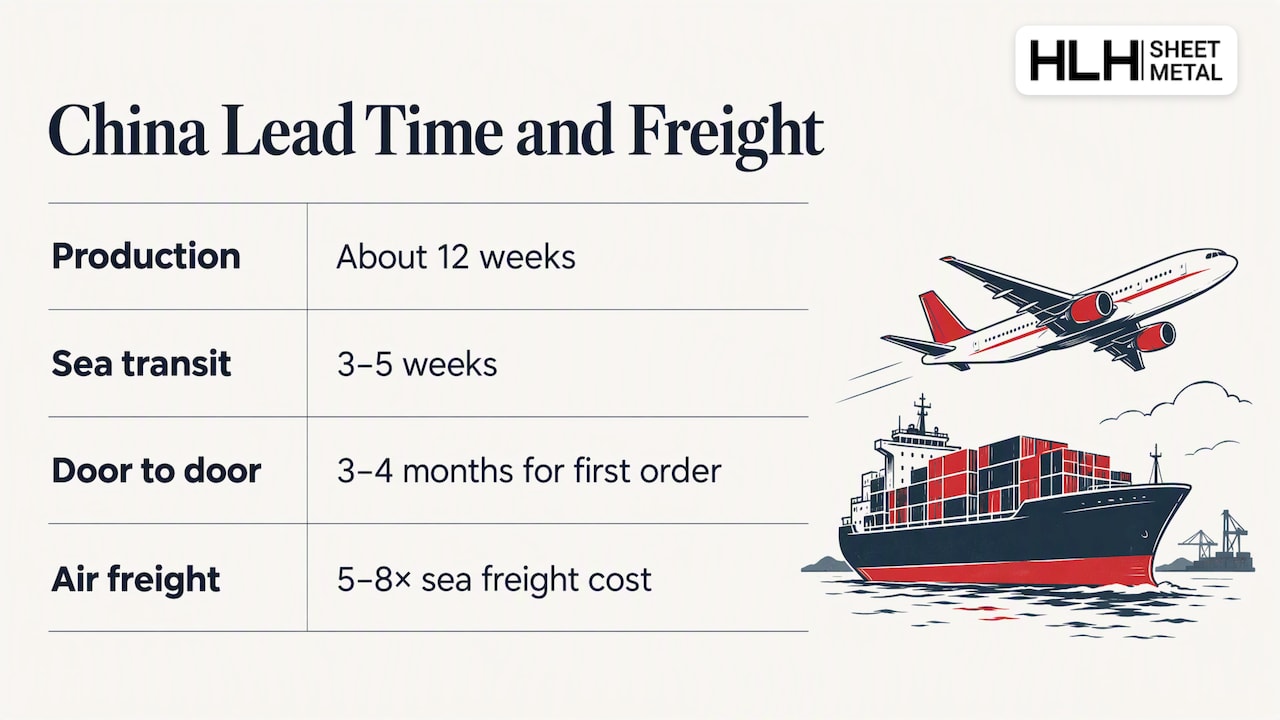 China production and freight timeline comparison