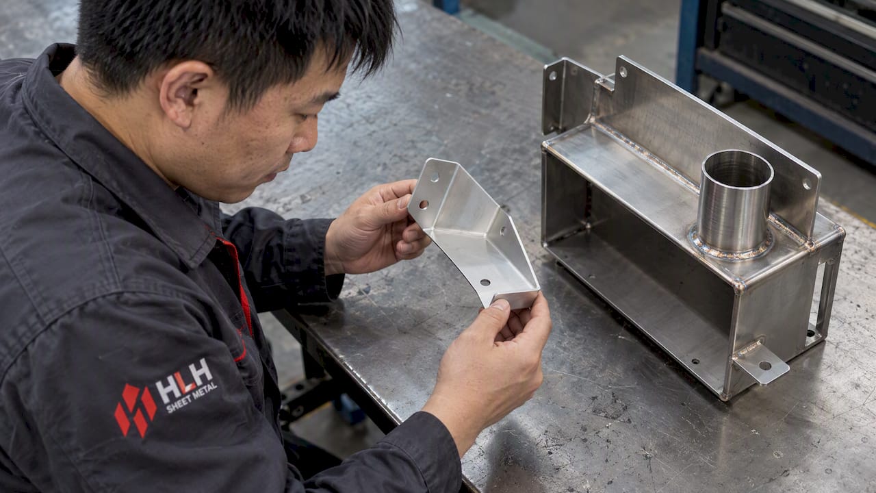 Bent aluminum bracket beside brushed stainless assembly - China Sheet Metal Prototyping