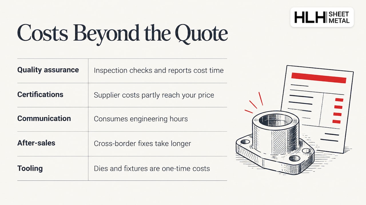 What costs sit beyond the fabrication quote itself? — overview diagram