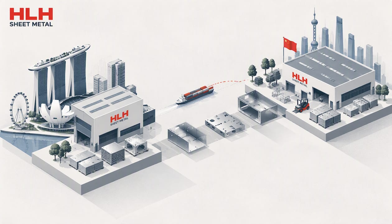 Isometric illustration of two linked manufacturing platforms