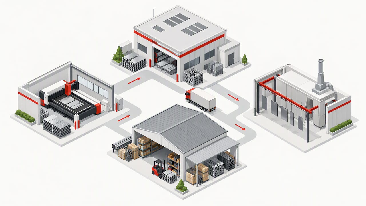 Nearby fabrication suppliers linked in a production cluster