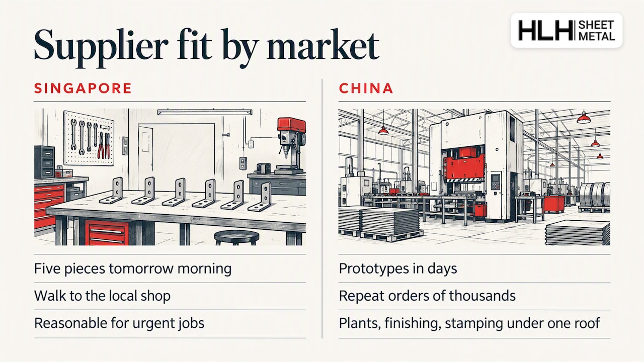 Perspective: what we see when buyers compare these two markets — Sheet Metal Fabrication Cost - Singapore vs China