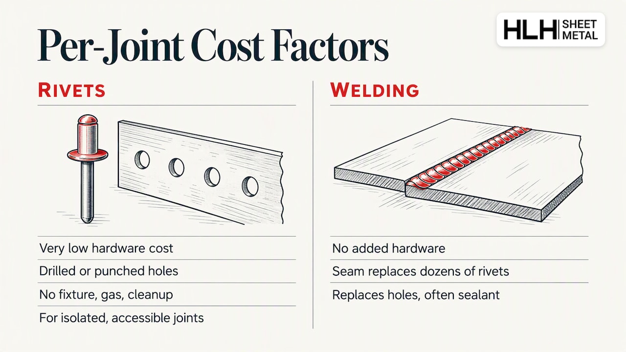 Cost factors for riveted and welded joints - Rivets vs Welding