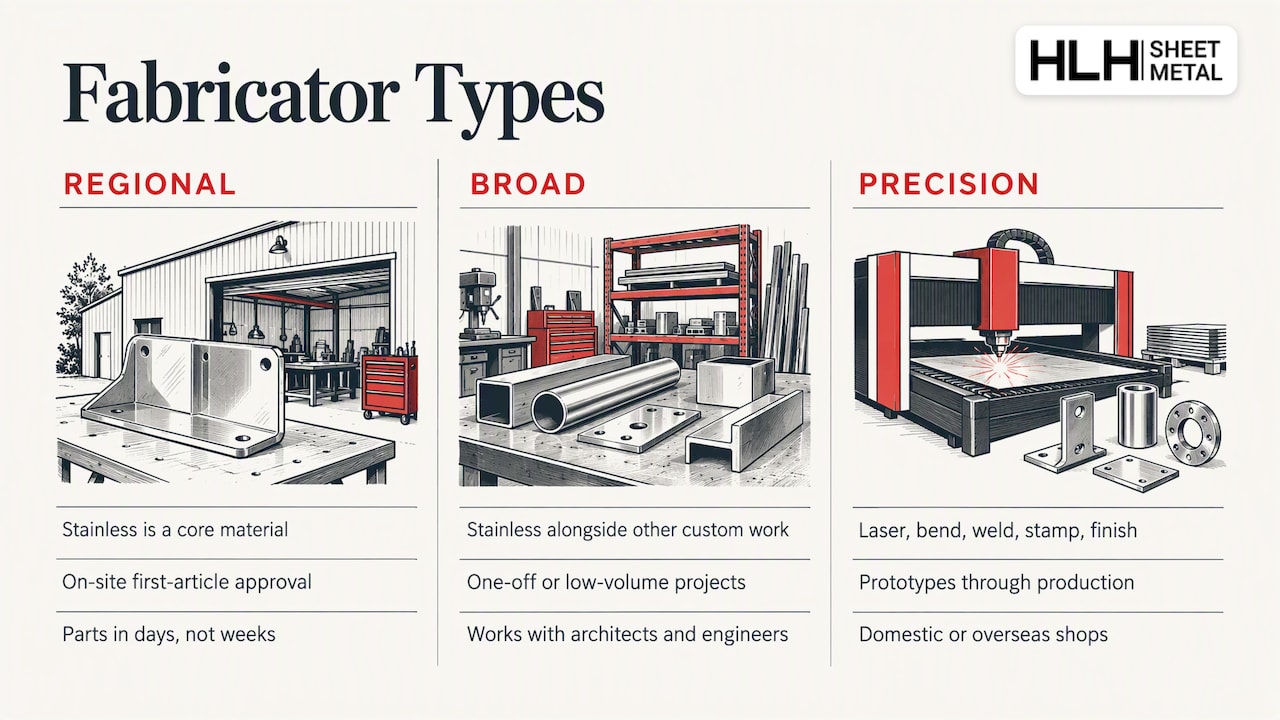 Three stainless fabrication provider types compared
