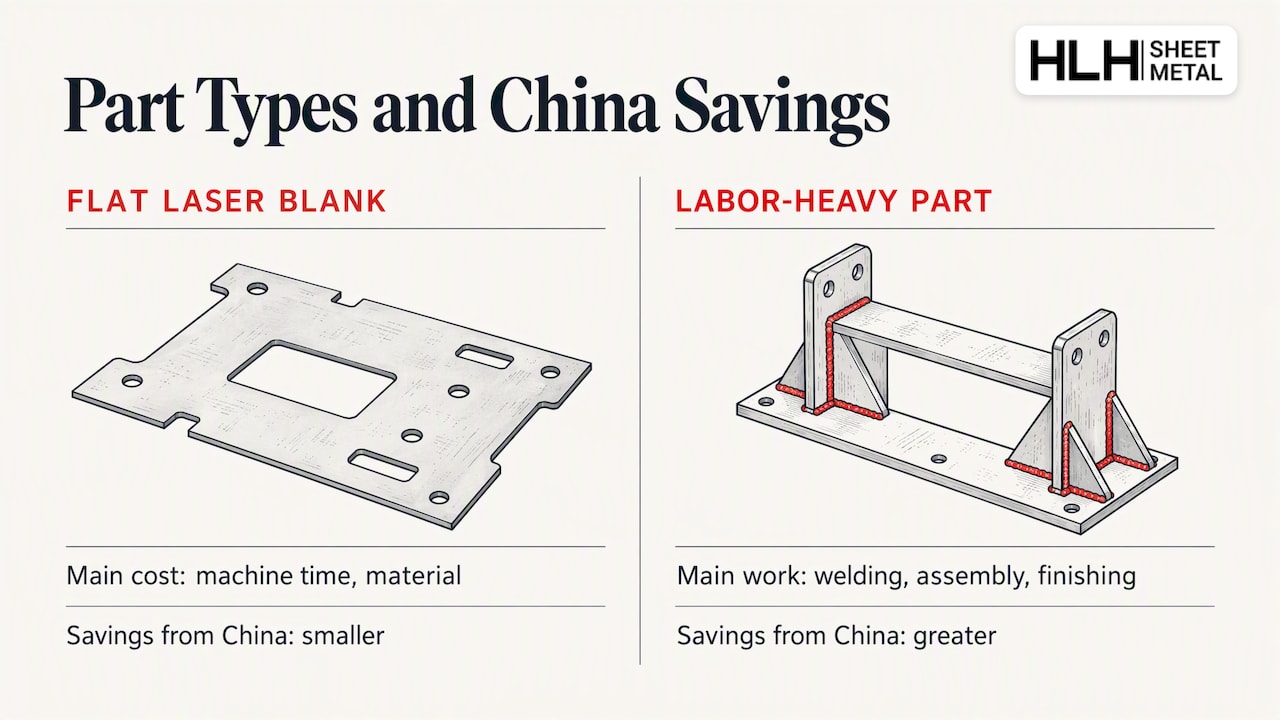 Icon summary of sheet metal quote cost drivers